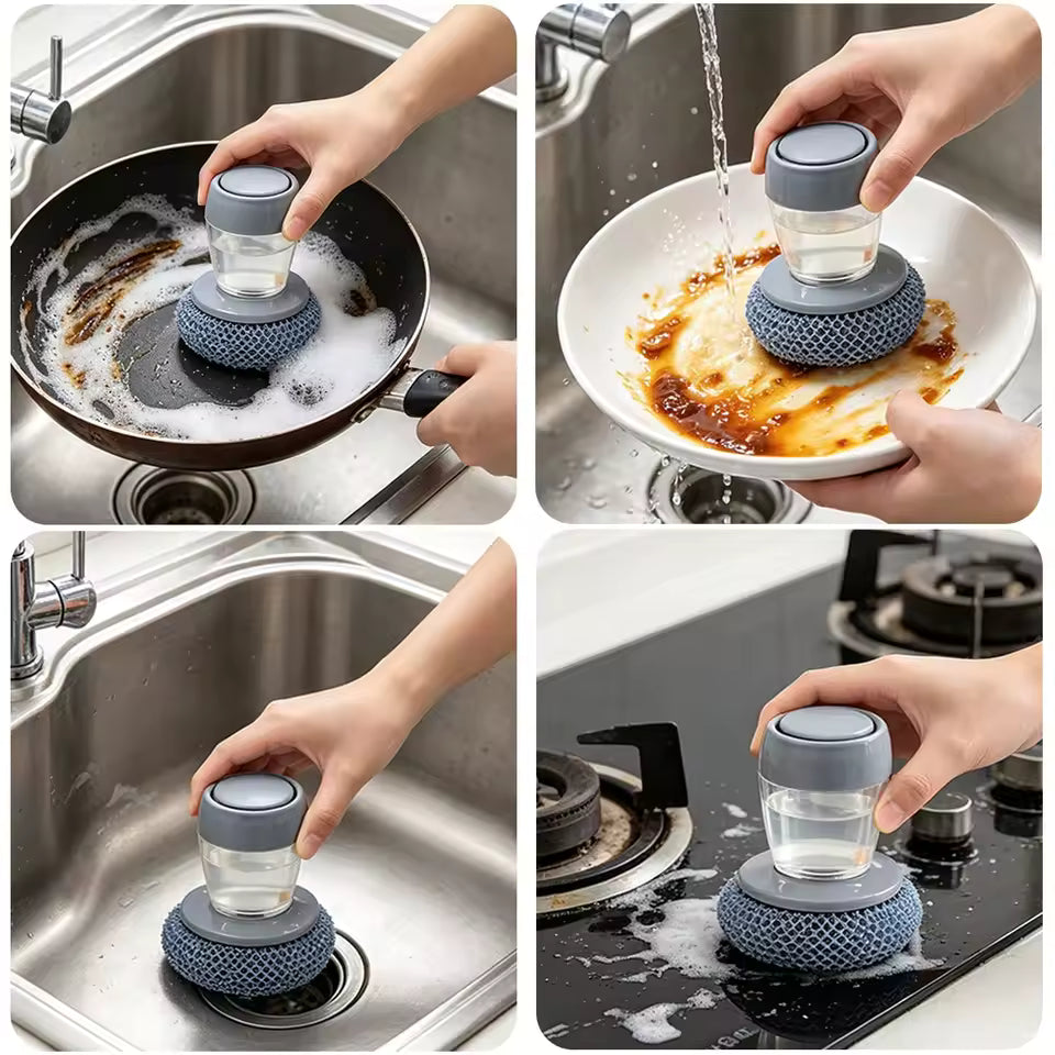 UltraCLEAN™ Self-Filling Soap Dish Brush — Grease-Cutting Scrubber for Dishes, Pans & Sink
